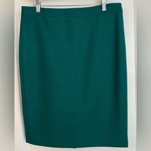 J CREW No 2 Pencil Skirt Teal Green Size 10 Double Serge Wool 88707
